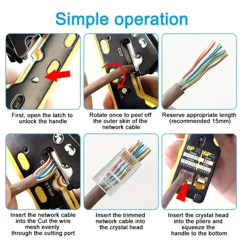 Комплект инструментов для обжима Ethernet всё-в-одном