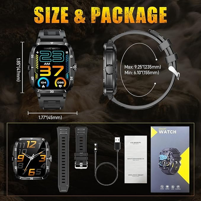 Мужские военные умные часы