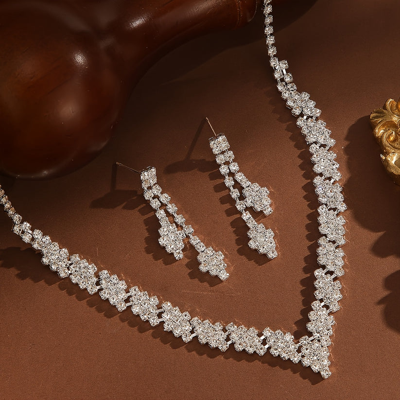 Свадебный комплект украшений ожерелье и серьги