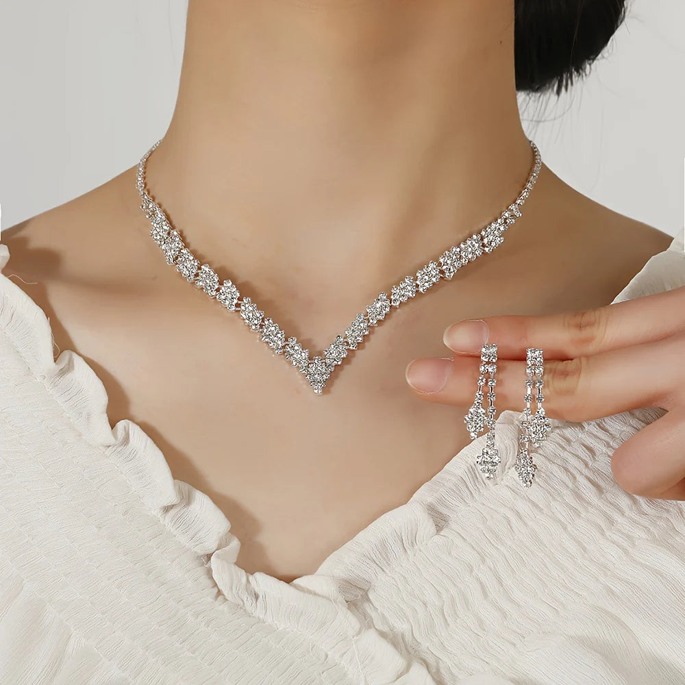 Свадебный комплект украшений ожерелье и серьги