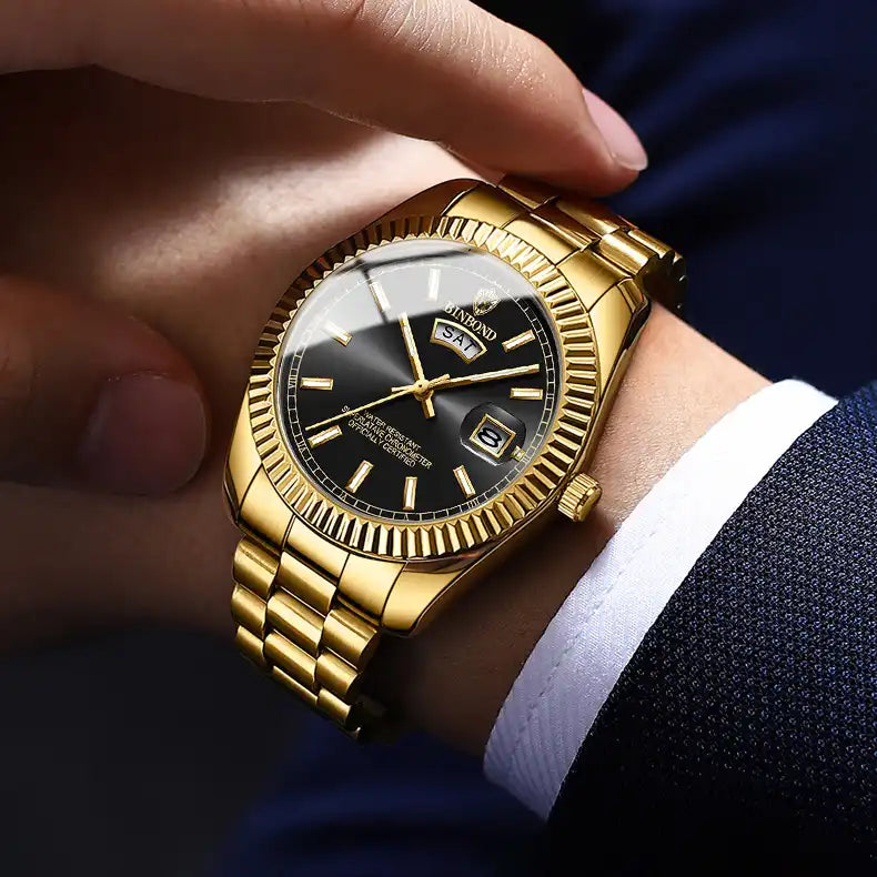 Роскошные золотые часы Binbond