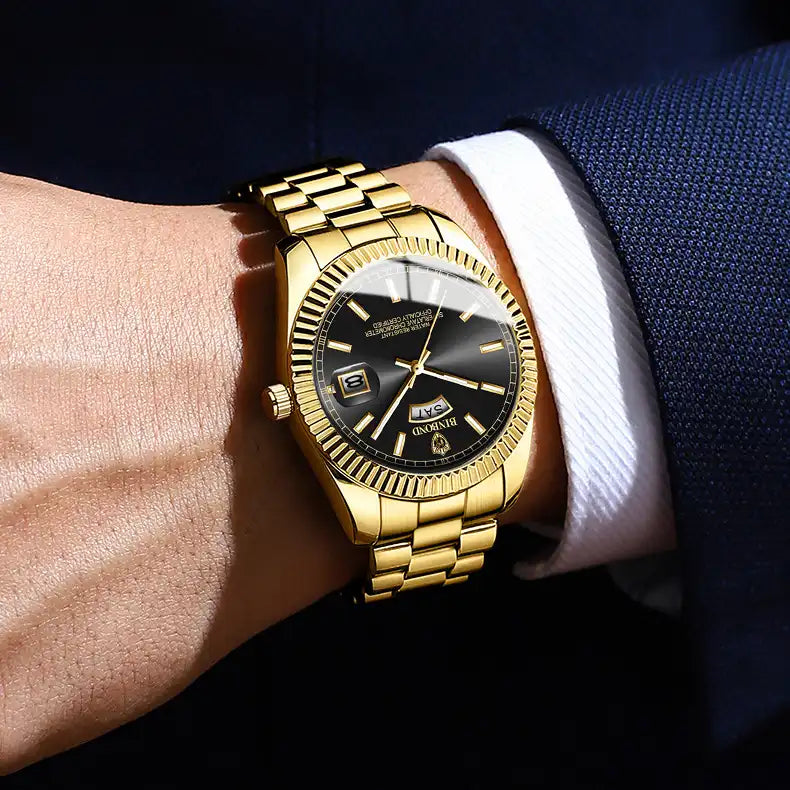 Роскошные золотые часы Binbond