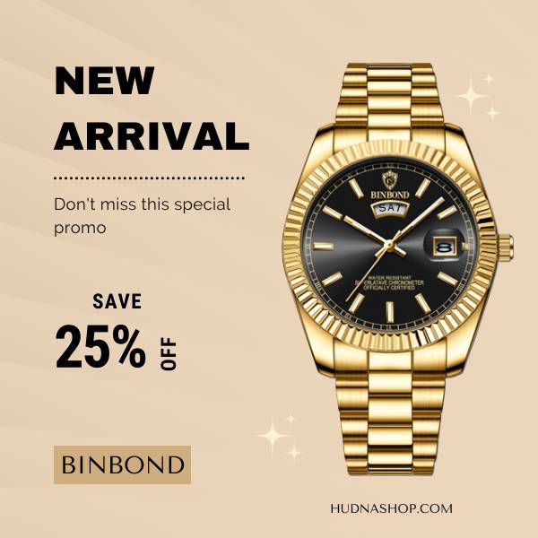 Роскошные золотые часы Binbond