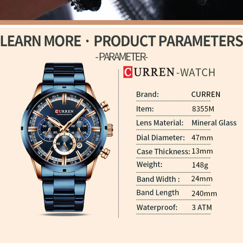 Часы Curren с синим циферблатом