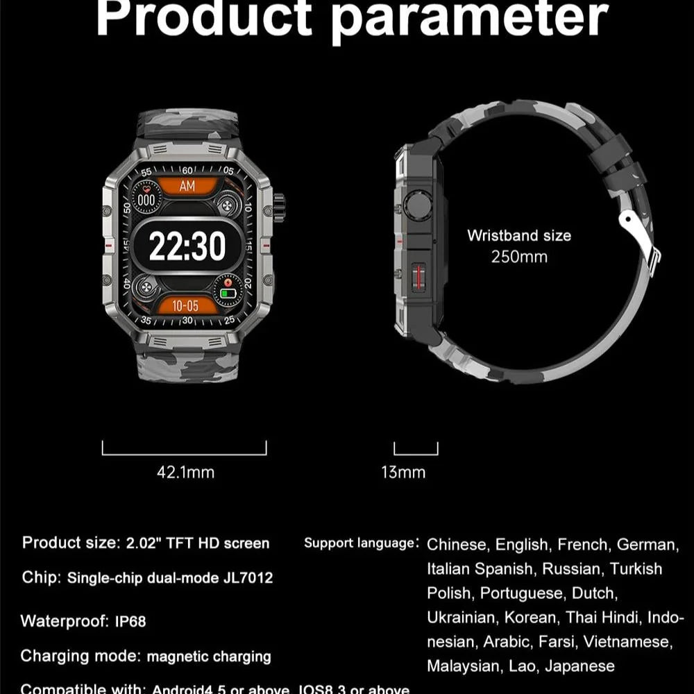 Смарт-часы с большим экраном военный стандарт