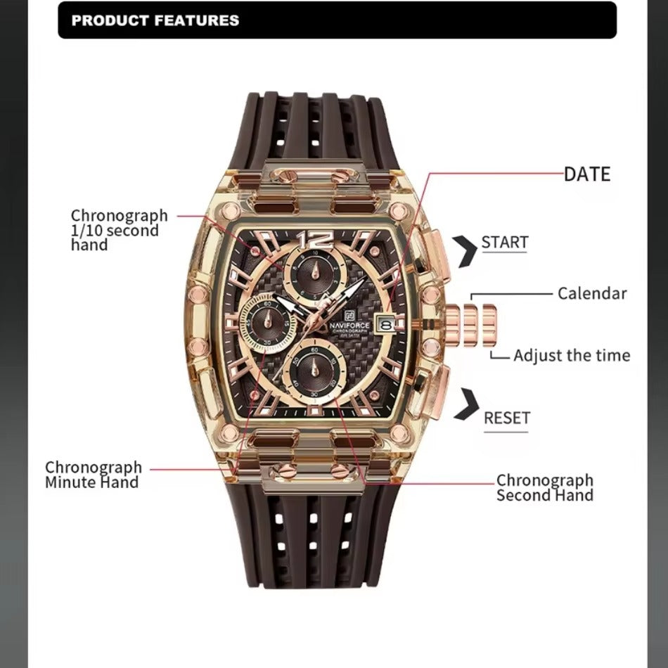 Мужские спортивные водонепроницаемые часы 50М