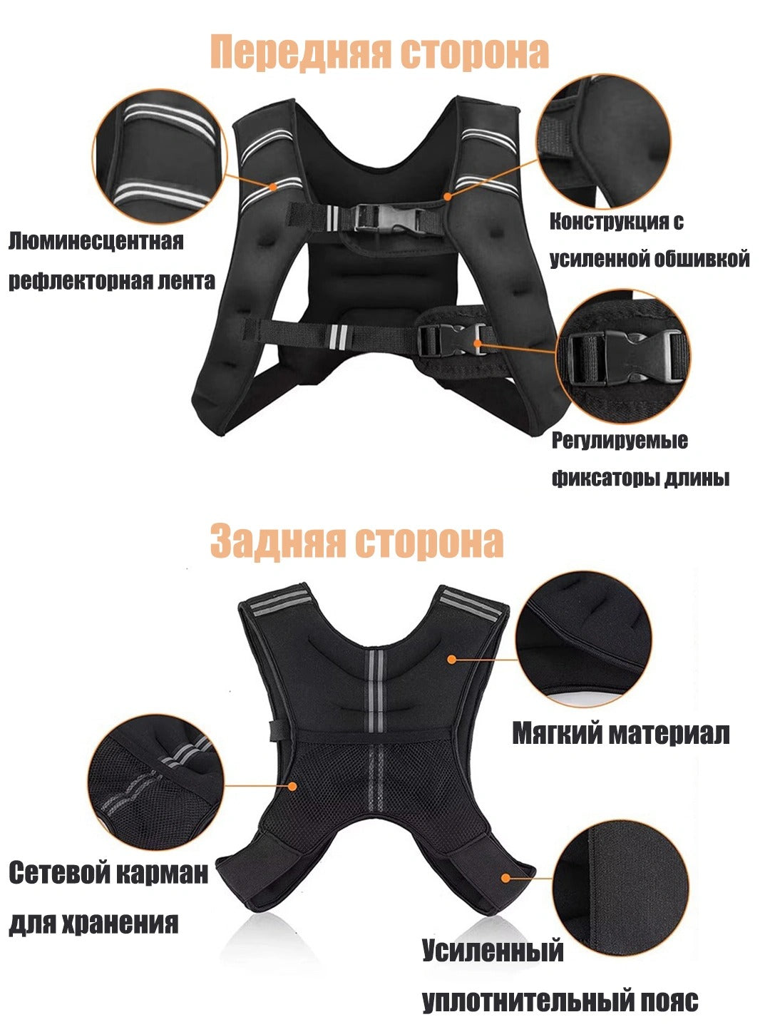 Жилет-утяжелитель 8 кг для бега и фитнеса (унисекс)