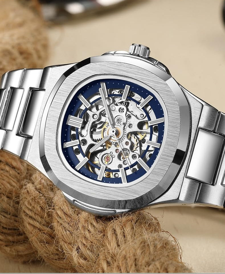 Мужские часы Skeleton стильные