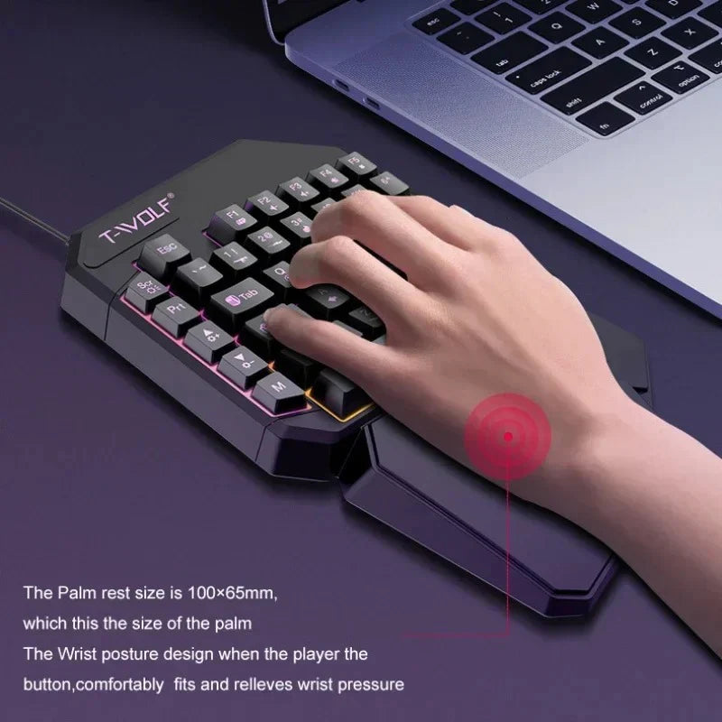 Набор из проводной одноручной клавиатуры и мыши для игр