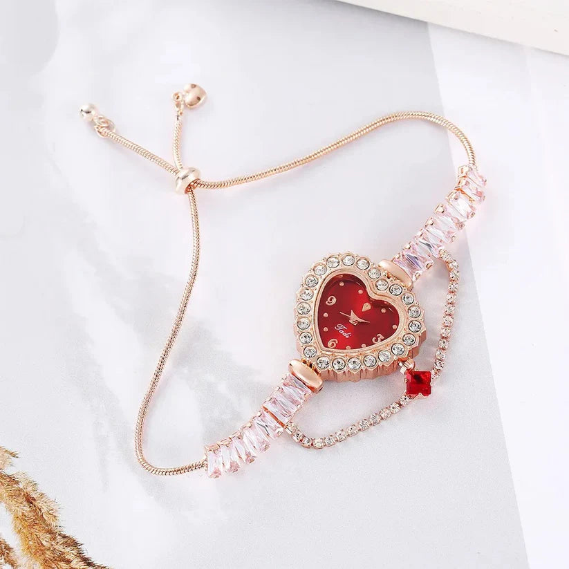 Женские часы с бриллиантами в форме сердца