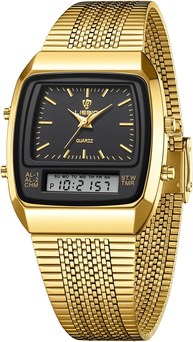 Мужские роскошные часы с аналоговым и цифровым отображением