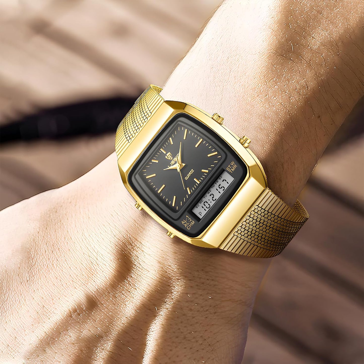 Мужские роскошные часы с аналоговым и цифровым отображением