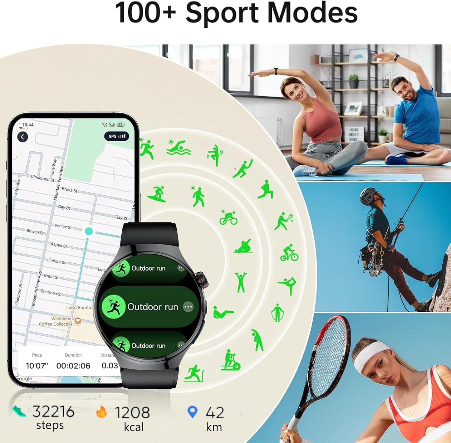 Умные спортивные часы с защитой IP68